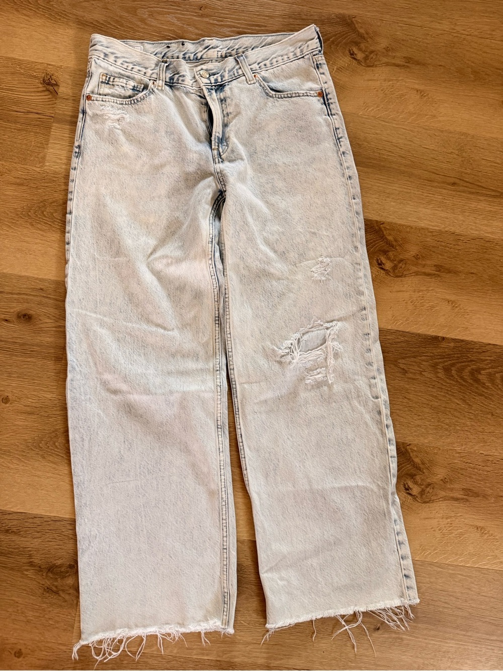 GAP Light Wash Wide Leg Distressed Jeans